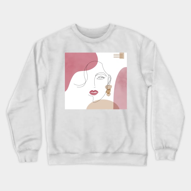 Woman Abstract Face Line Art Crewneck Sweatshirt by themadesigns